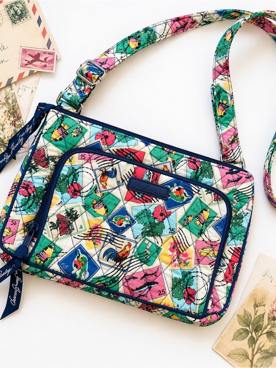 Vera Bradley Handbags - Vera Bradley Postage Stamp Print Quilted Crossbody Travel Bag